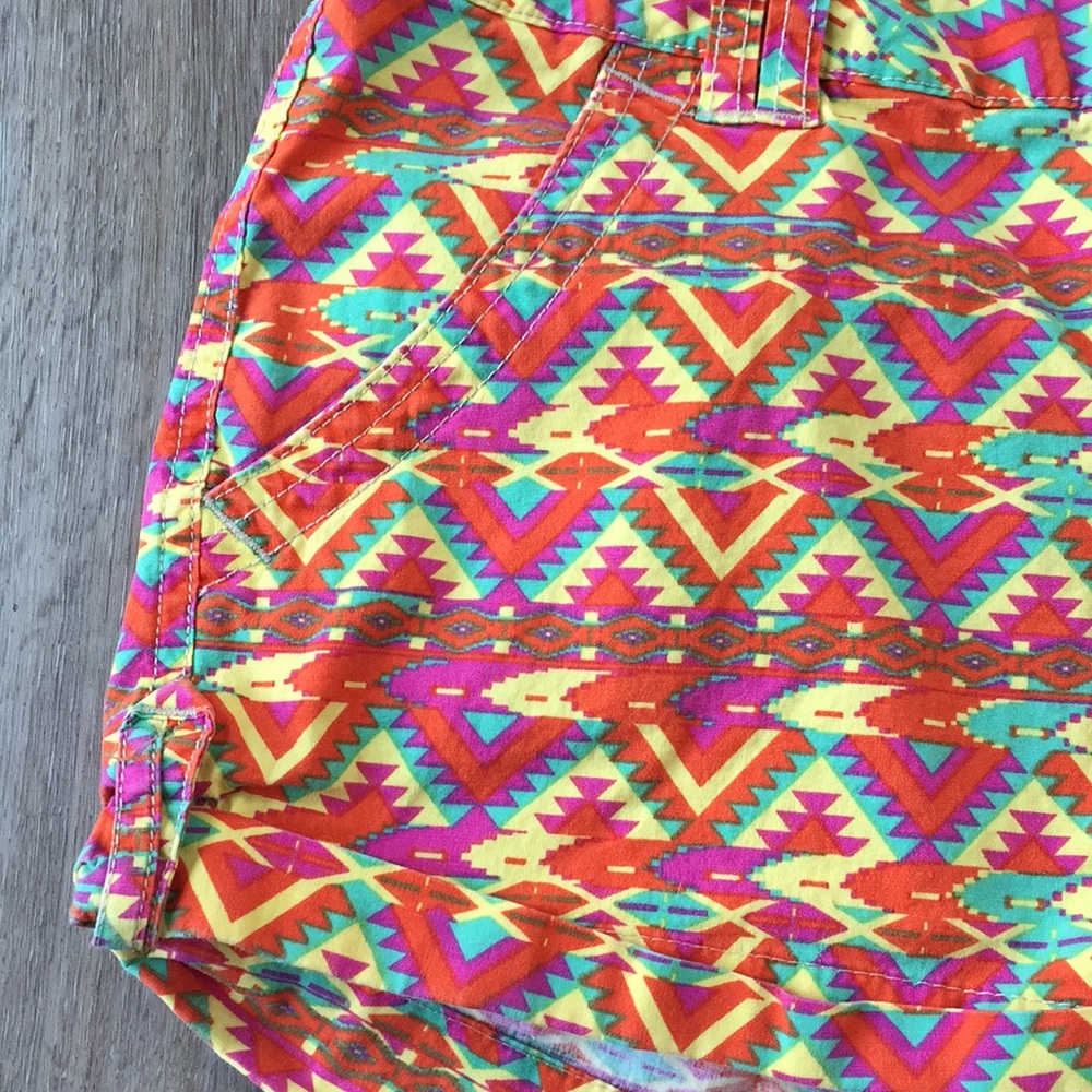 Bright Aztec Pattern Vibrant Shorts - Picture 3 of 5
